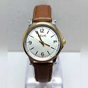 Womens Relic ZR34350 Watch 28mm Gold Silver Two Tone Date New Battery